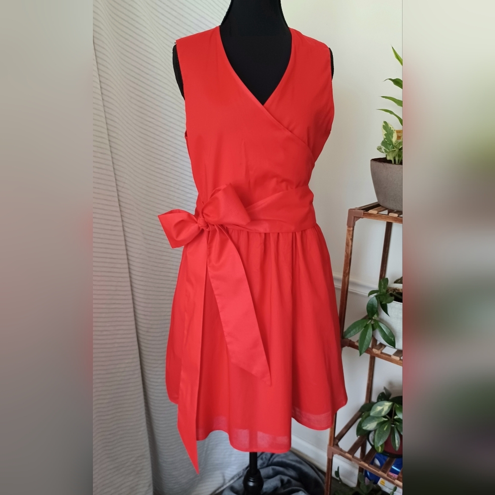 NWT Banana Republic Factory Voile Wrap-Waist Mini Dress Size M In Cadmium Red